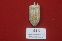 Third Reich Herne 1933 commemorative badge, shield-shaped example featuring sword and swastika