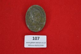 German commemorative badge, oval bronze plaque bearing right-facing portrait bust of Johann Gottlieb