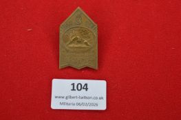 German civic commemorative badge, shield-shaped with crowned monogram and central relief lion motif,