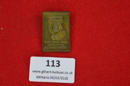 German Sängerbund commemorative badge, rectangular bronze plaque bearing lyre and oak leaf motif,