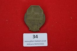 German Stahlhelm Kreistag Neubukow commemorative badge, bronze-toned example depicting village