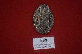 Third Reich Breslau 1933 tinnie. Shield-form badge dated 1933 Breslau, with eagle and NSDAP
