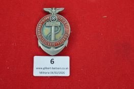 German Third Reich Kriegsmarine memorial badge, enamelled example commemorating “3.6.34”,
