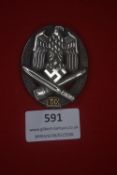 Third Reich General Assault Badge with “50” award numeral, featuring eagle, crossed bayonet and