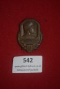 Rechtsappell memorial badge, bronze example depicting helmeted soldier in profile, inscribed “