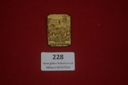 German commemorative hiking badge, rectangular form depicting Heidelberg castle and foliage,