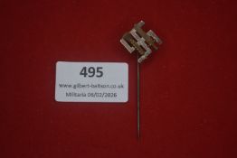 German Third Reich stick pin badge, metal example with crossed tool and agricultural motifs,