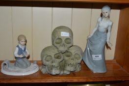 Skull Ornament and 2x Figurines