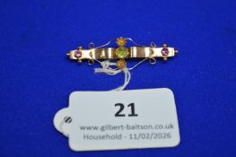 9ct Gold Bar Brooch - Hallmarked Chest 1910, ~2.7g gross