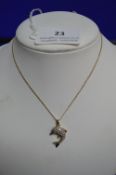 9ct Gold Pendant & Chain with Dolphin Studded with CZs