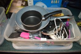 Large Quantity of Camping Cookware Including Pans, Utensils, Glasses, etc.