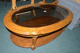 Large Coffee Table with Smoked Glass Insert Top