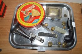 Tray Lot of Small Collectibles, Plated Ware, Penknives, etc.