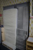 Single Mattress, Grey Plush Headboard, and Sides (no base)
