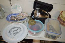 Quantity of Kitchenalia Including Tongue Plate Silver Plated Cutlery, Baking Items, etc.