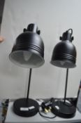 Pair of Black Metal Adjustable Desk Lamps