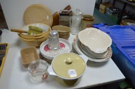 Vintage Kitchenware Including Set of Three Greens Mixing Bowls, etc.