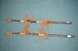 Pair of Leather Ceremonial Spears from The Gambia