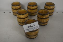 6x Ceramic Whiskey Barrel Shot Glasses