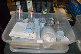 Large Quantity of Plastic Camping Tableware Including Plates, Bowls, Cups, etc.