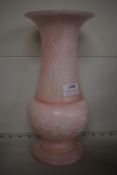 Pink Alabaster Vase with Carved Floral Detail