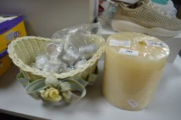 Basket of Tealights and a Large Vanilla Candle