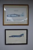 2x Framed Military Aircraft Prints “Sea Fury” and “Phantom”
