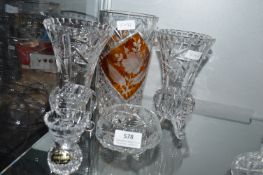 Cut Glas Vases and Bowl