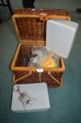 Wicker Picnic Basket and Contents