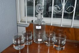 Glass Decanter and 4x Heavy Tumblers