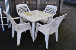 White Garden Table with Four Chairs