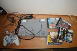 Sony PlayStation with Controller and 4x Games