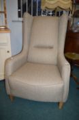 Herringbone Tweed Upholstered Armchair
