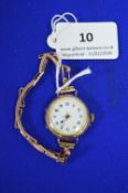 9ct Gold Lady’ Wristwatch and Strap with Enamel Face (working condition) ~22g gross