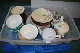 Box of Assorted Plates, Bowls, Teapots etc Including Johnson Brothers