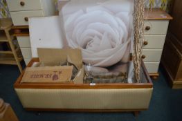Retro Blanket Box and Contents Including Glasses, Pictures, etc.