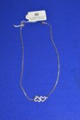 Sterling Silver Neck Chain with Two Hearts ~4.9g