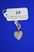 9ct Gold Heart Pendant Studded with CZs ~2.8g gross