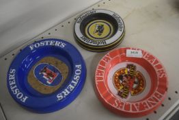 3x Vintage Ashtrays Including Fosters, Tetley, and Hofmeister