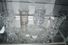 Cut Glass Lead Crystal Vases and Dish