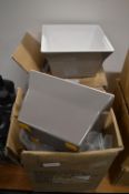 2x Boxes of Grey and White Plastic Plant Pots 17.5x16cm x 10cm