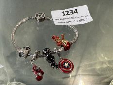 Pandora Avengers Bracelet with Avengers Trinkets Including Ironman, Groot, Spiderman, etc.