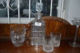 Cut Glass Lead Crystal Decanter with 2x Tumblers, and a Pint Glass