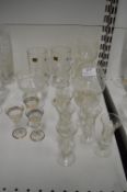 Selection of Various Glassware Including Sherry Glasses, Arcoroc Latte Glasses