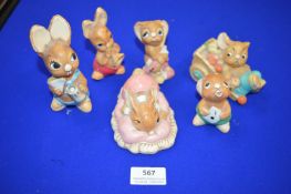 6x Pendelfin Rabbit Figures