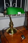 Adjustable Brass Desk Lamp with Cream Glass Shade