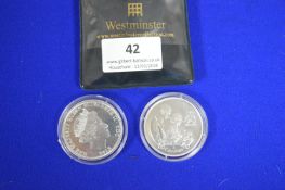 1oz Silver Isle of Man 2006 Commemorative Crown, plus Copper & Nickle 2005 £5 Coin