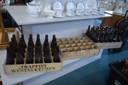 3x Wooden Crates and 48x Vintage Beer Bottles