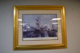 Signed Adrian Thompson Princess Dock View Print “Catching the Breeze”