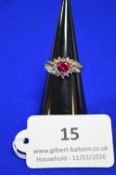 9ct Gold Dress Ring Inset with Red Heart-Shaped Stone Size: N ~2.5g gross